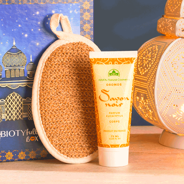 HAIFA NATURAL COSMETICS - Savon Noir Corps + Votre Gant Loofah photo 1