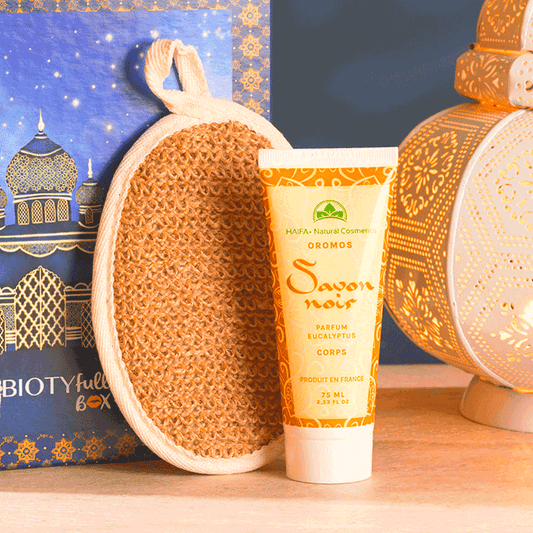 HAIFA NATURAL COSMETICS - Savon Noir Corps + Votre Gant Loofah photo 1