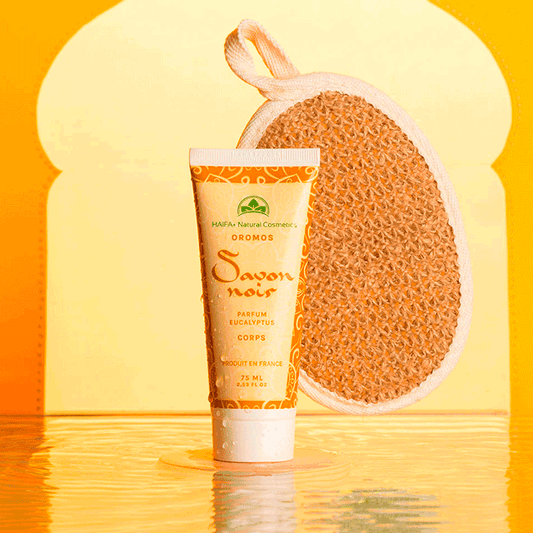 HAIFA NATURAL COSMETICS - Savon Noir Corps + Votre Gant Loofah photo 2