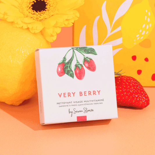 SAVON STORIES - Nettoyant Visage Multivitaminé Vitamine E, Baies de Goji, Fraise & Grenade photo 1